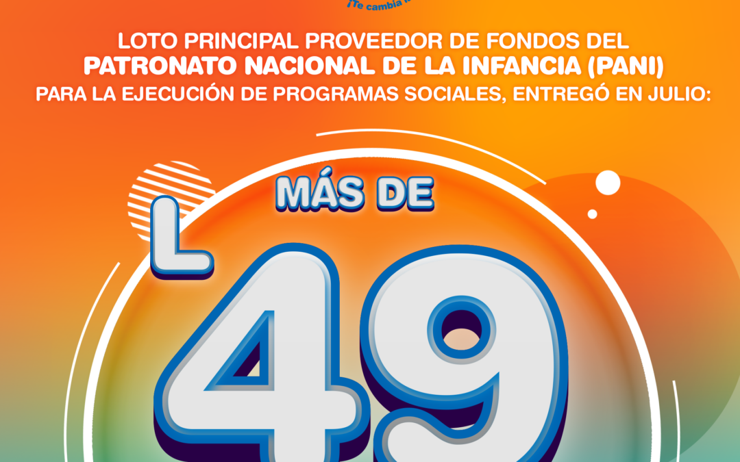 Loto entrega Patronato Nacional de la Infancia (PANI) más de 49 millones para programas sociales en el mes de julio del 2024