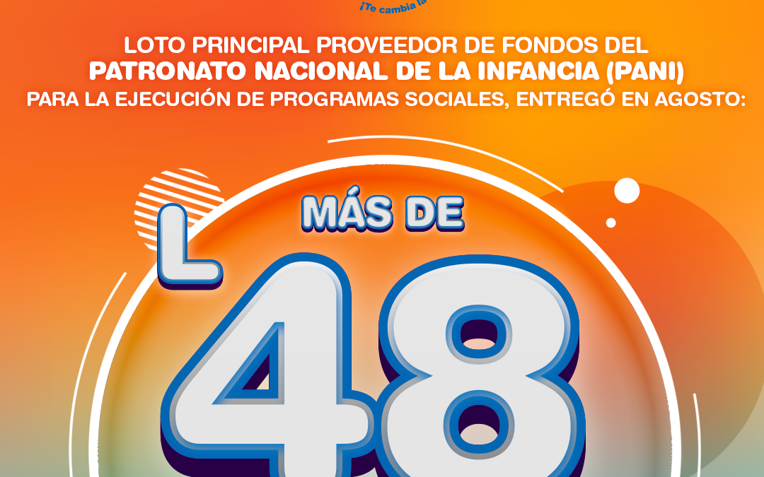 Loto entrega al patronato nacional de la infancia PANI más de 48 millones para programas sociales en el mes de agosto del 2024