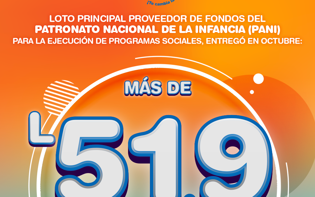 Loto entrega al patronato nacional de la infancia PANI más de 51 millones para programas sociales en el mes de octubre del 2024